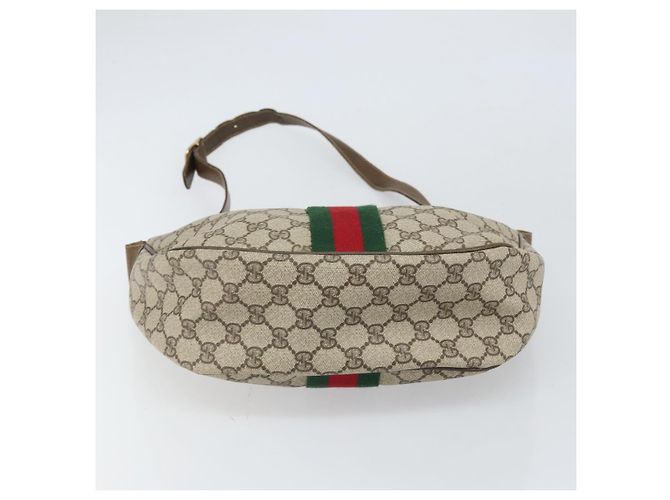 Borsa a Spalla GUCCI GG Supreme Web Sherry Line PVC Beige Rosso Auth 170320 - vista 5