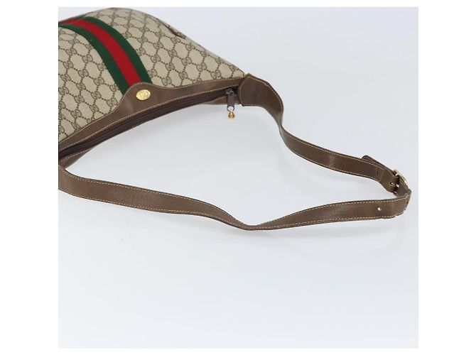 Borsa a Spalla GUCCI GG Supreme Web Sherry Line PVC Beige Rosso Auth 170320 - vista 7