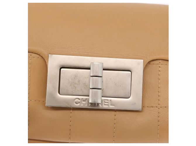 CHANEL Borsa a Spalla Choco Bar 2.55 Pelle Beige Argento CC Auth 169085 - vista 18
