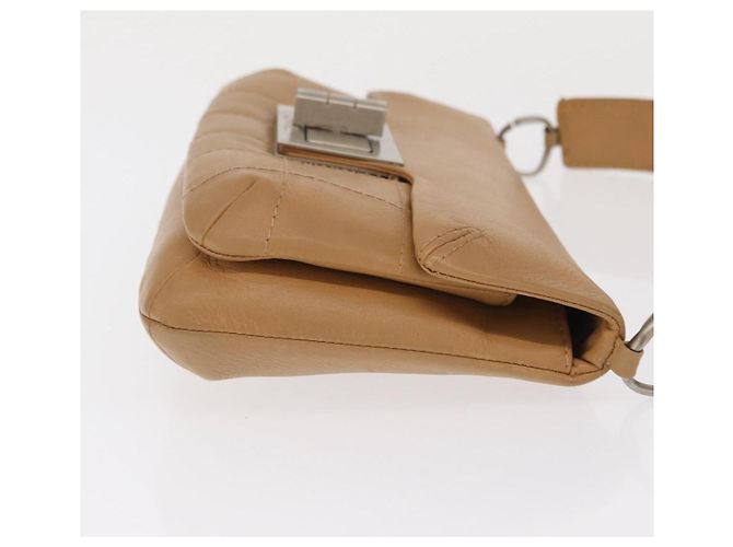 CHANEL Borsa a Spalla Choco Bar 2.55 Pelle Beige Argento CC Auth 169085 - vista 3