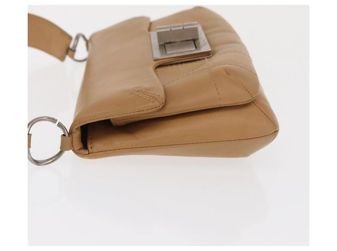 CHANEL Borsa a Spalla Choco Bar 2.55 Pelle Beige Argento CC Auth 169085 - vista 4