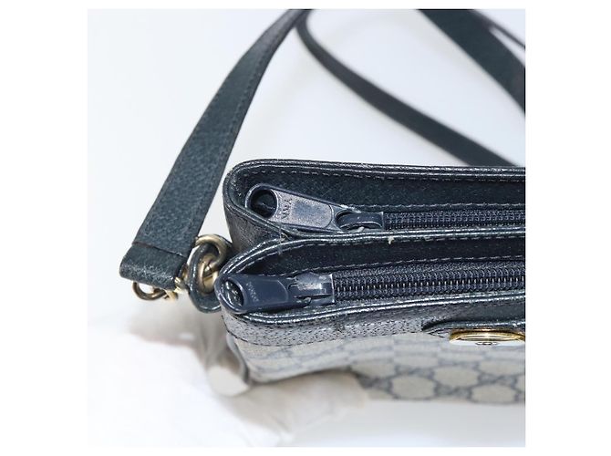 Borsa a Spalla Gucci GG Supreme Sherry Line PVC Blu Navy Oro 904 02 035 Auth gh1666 D'oro - vista 10