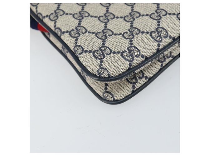 Borsa a Spalla Gucci GG Supreme Sherry Line PVC Blu Navy Oro 904 02 035 Auth gh1666 D'oro - vista 15