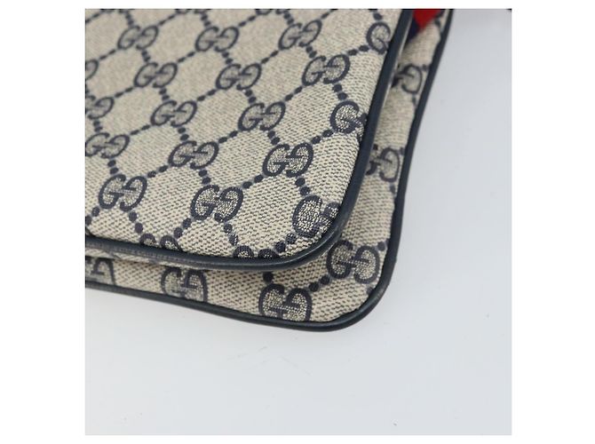 Borsa a Spalla Gucci GG Supreme Sherry Line PVC Blu Navy Oro 904 02 035 Auth gh1666 D'oro - vista 16