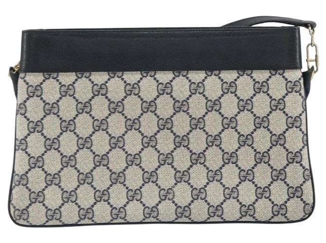 Borsa a Spalla Gucci GG Supreme Sherry Line PVC Blu Navy Oro 904 02 035 Auth gh1666 D'oro - vista 2