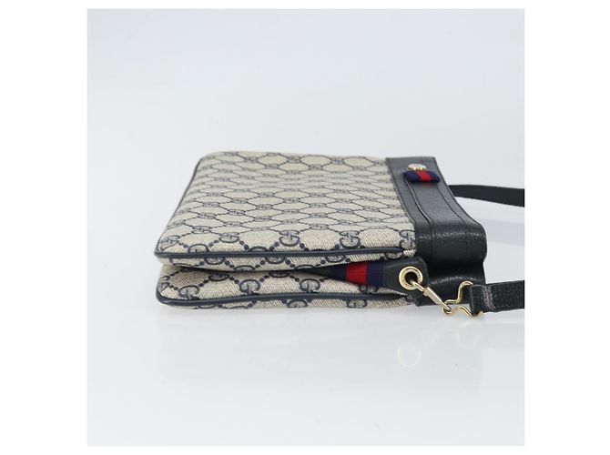 Borsa a Spalla Gucci GG Supreme Sherry Line PVC Blu Navy Oro 904 02 035 Auth gh1666 D'oro - vista 3