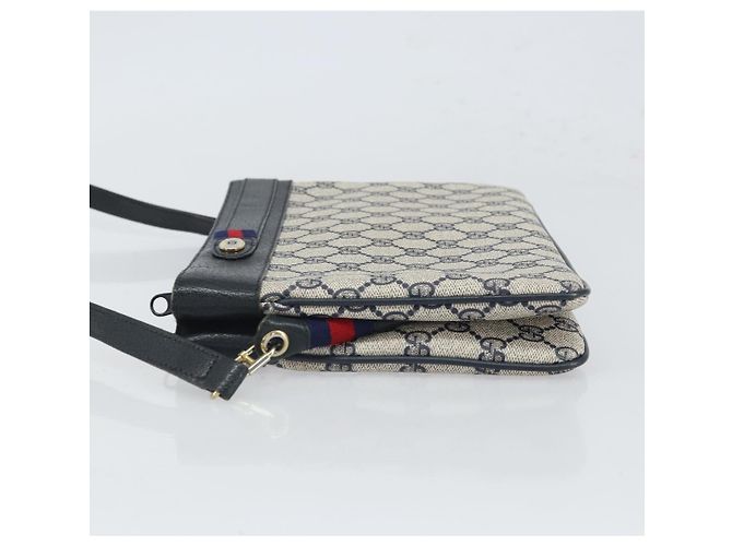 Borsa a Spalla Gucci GG Supreme Sherry Line PVC Blu Navy Oro 904 02 035 Auth gh1666 D'oro - vista 4