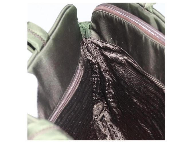 PRADA Borsa a mano in nylon verde argento Auth 170503 - vista 18