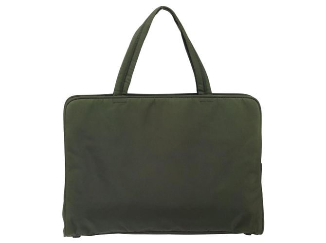 PRADA Borsa a mano in nylon verde argento Auth 170503 - vista 2