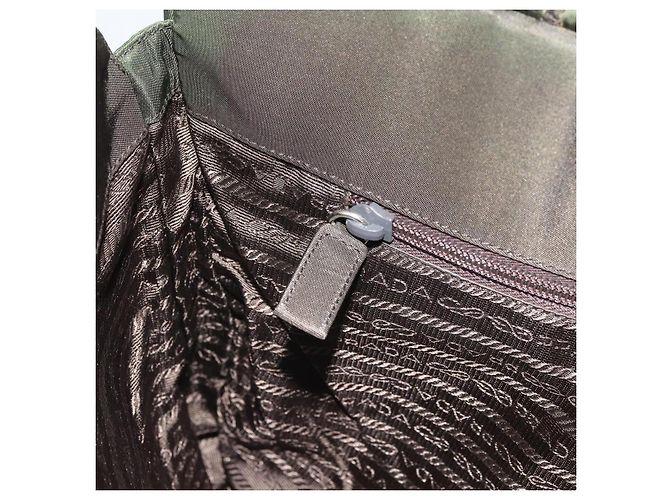 PRADA Borsa a mano in nylon verde argento Auth 170503 - vista 20
