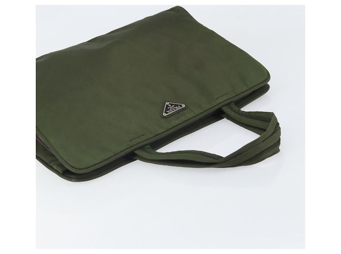 PRADA Borsa a mano in nylon verde argento Auth 170503 - vista 6