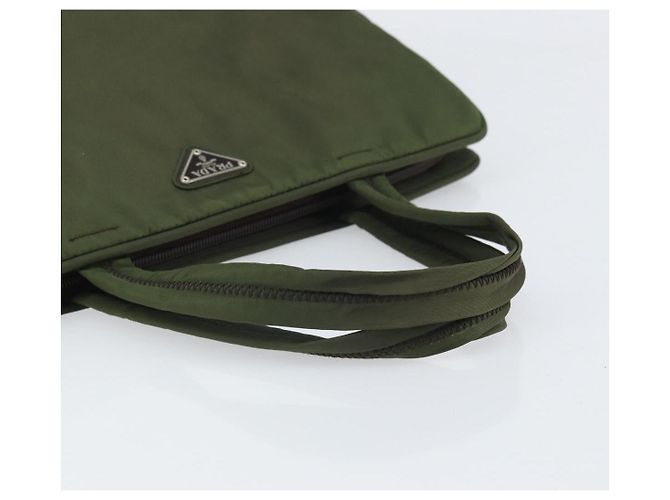 PRADA Borsa a mano in nylon verde argento Auth 170503 - vista 7