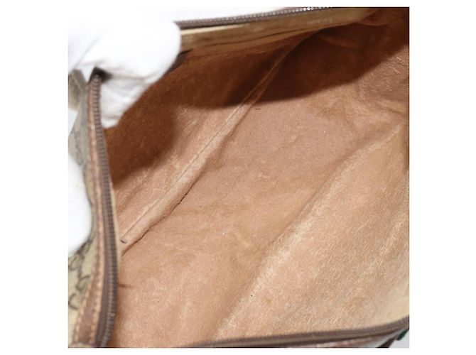 Borsa Sherry Line GG Supreme Web di GUCCI in PVC beige e oro 89 02 077 Auth ka2041 D'oro - vista 11