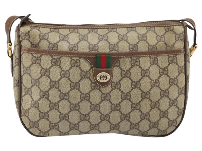 Borsa Sherry Line GG Supreme Web di GUCCI in PVC beige e oro 89 02 077 Auth ka2041 D'oro - vista 13