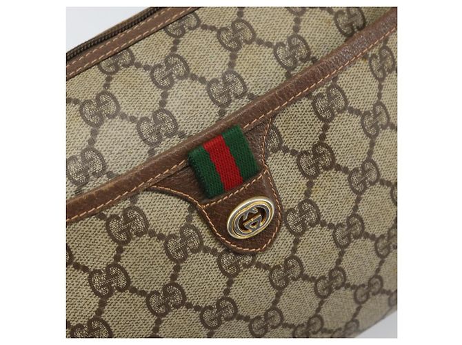 Borsa Sherry Line GG Supreme Web di GUCCI in PVC beige e oro 89 02 077 Auth ka2041 D'oro - vista 17