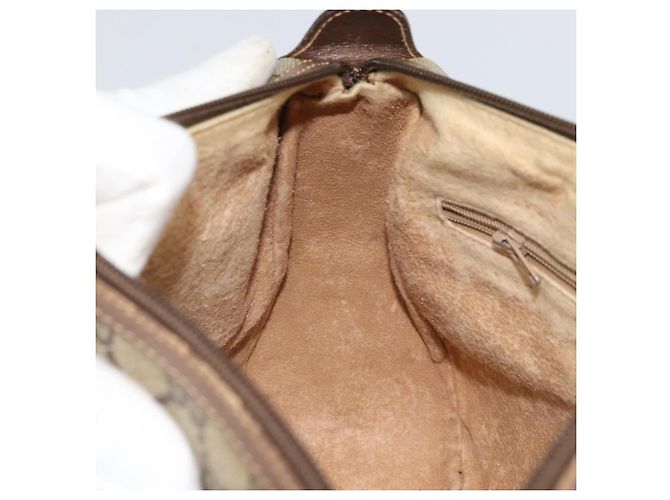 Borsa Sherry Line GG Supreme Web di GUCCI in PVC beige e oro 89 02 077 Auth ka2041 D'oro - vista 20