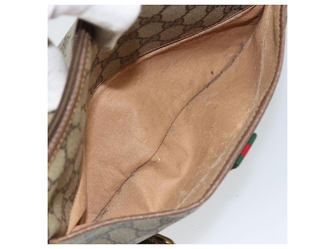Borsa Sherry Line GG Supreme Web di GUCCI in PVC beige e oro 89 02 077 Auth ka2041 D'oro - vista 23