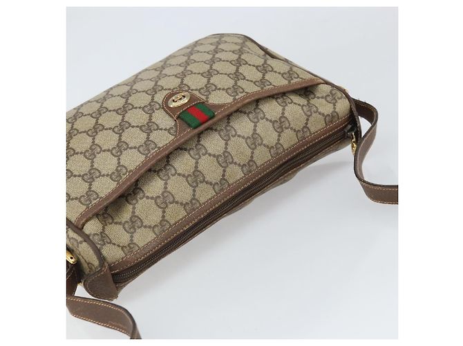 Borsa Sherry Line GG Supreme Web di GUCCI in PVC beige e oro 89 02 077 Auth ka2041 D'oro - vista 6