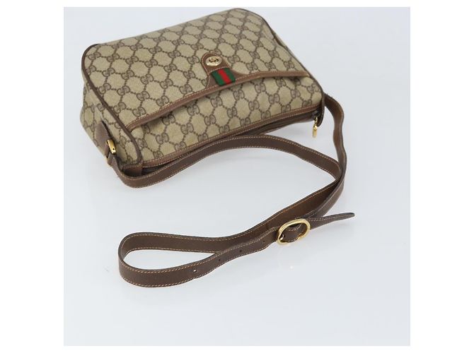 Borsa Sherry Line GG Supreme Web di GUCCI in PVC beige e oro 89 02 077 Auth ka2041 D'oro - vista 7