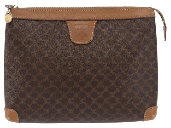 Céline Clutch in tela Macadam CELINE in pelle PVC marrone oro Auth 170341 D'oro - vista 13