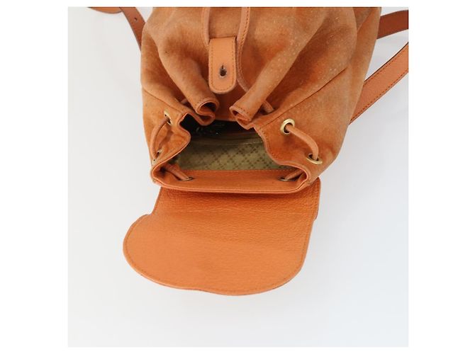 Zaino in suede Gucci Bamboo arancione oro Auth 169373 D'oro - vista 10
