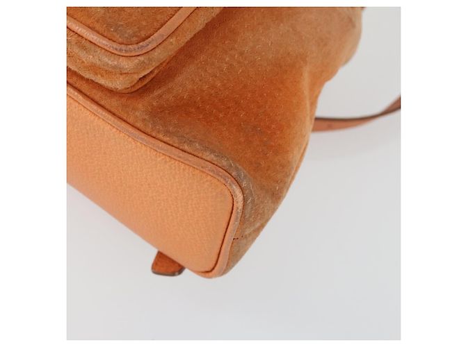 Zaino in suede Gucci Bamboo arancione oro Auth 169373 D'oro - vista 16