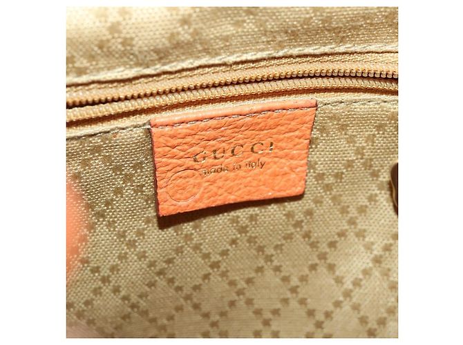 Zaino in suede Gucci Bamboo arancione oro Auth 169373 D'oro - vista 23
