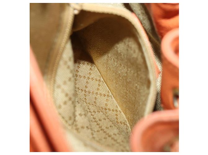 Zaino in suede Gucci Bamboo arancione oro Auth 169373 D'oro - vista 25