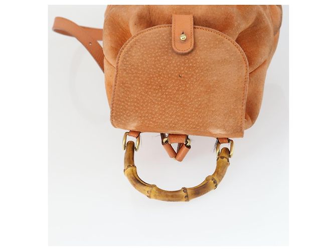 Zaino in suede Gucci Bamboo arancione oro Auth 169373 D'oro - vista 6