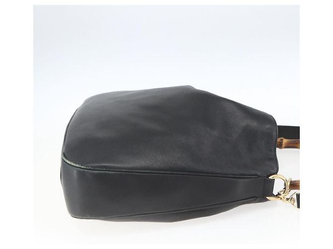 Borsa a Spalla in Pelle Gucci Bamboo 2way Nera Oro 001 1577 Auth 167922 Nero D'oro - vista 4