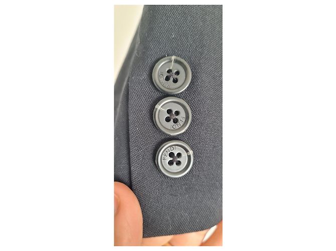 Fendi Navy Blue Wool Suit Jacket - view 3