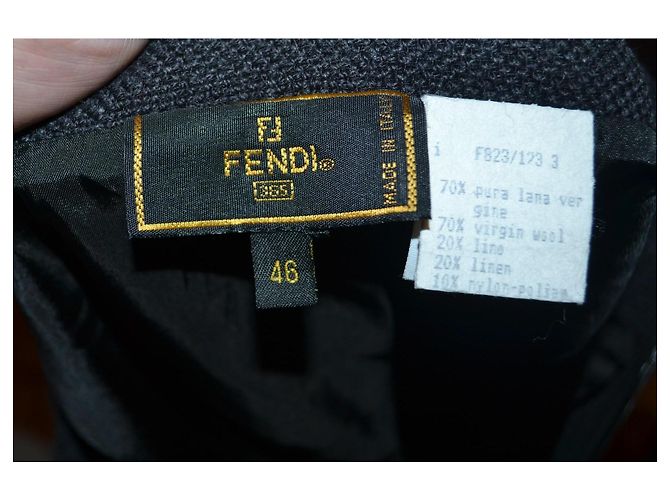 Abrigo Fendi de lana y lino negro - vista 4