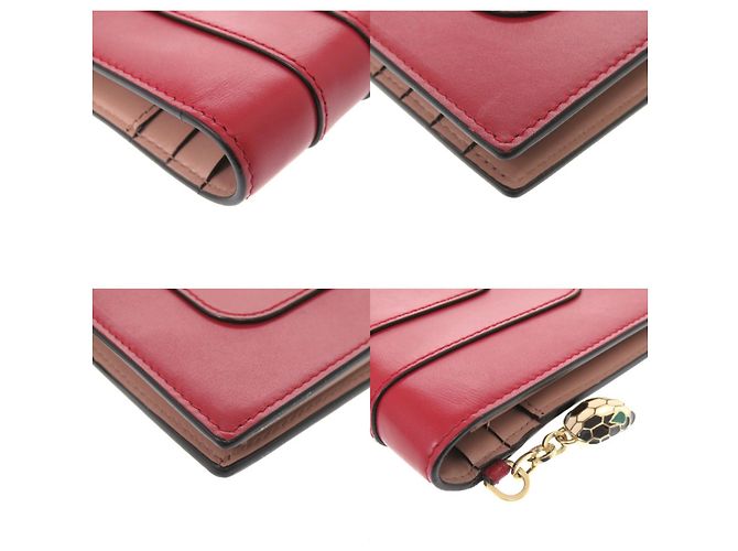 Bulgari Billetera Bifold de Cuero Serpenti de Bvlgari Rosa Roja - vista 3