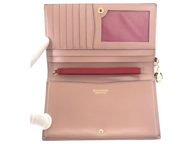 Bulgari Billetera Bifold de Cuero Serpenti de Bvlgari Rosa Roja - vista 4