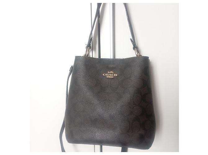 Borsa a mano Coach Small Town in pelle marrone scuro - vista 7