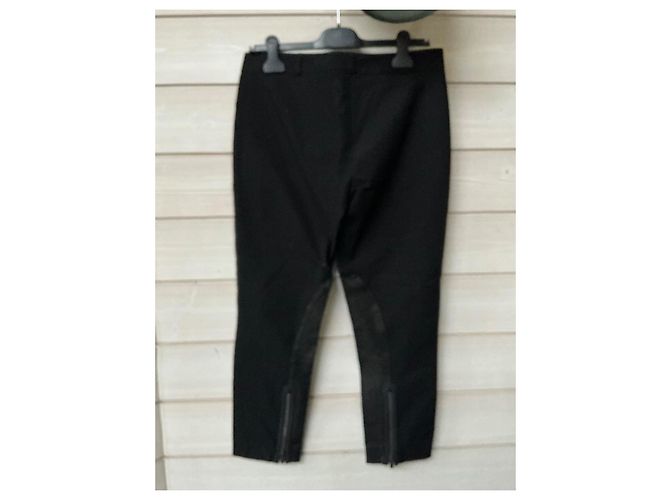 Calças Joseph Pretas de Algodão Stretch e Couro Preto - vista 3