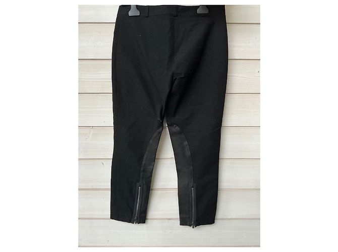 Calças Joseph Pretas de Algodão Stretch e Couro Preto - vista 4