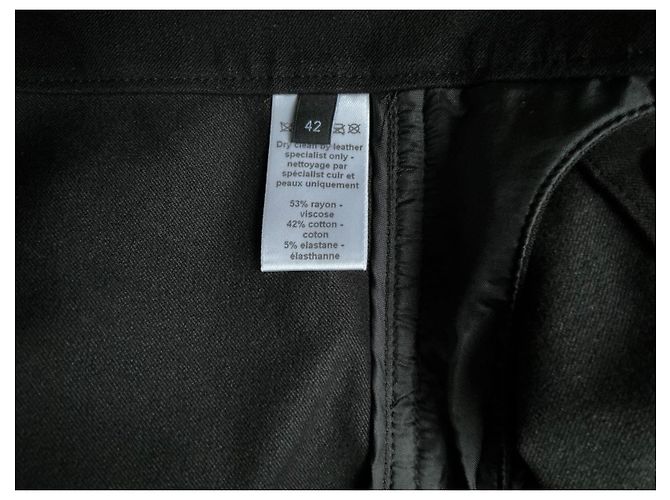 Calças Joseph Pretas de Algodão Stretch e Couro Preto - vista 6