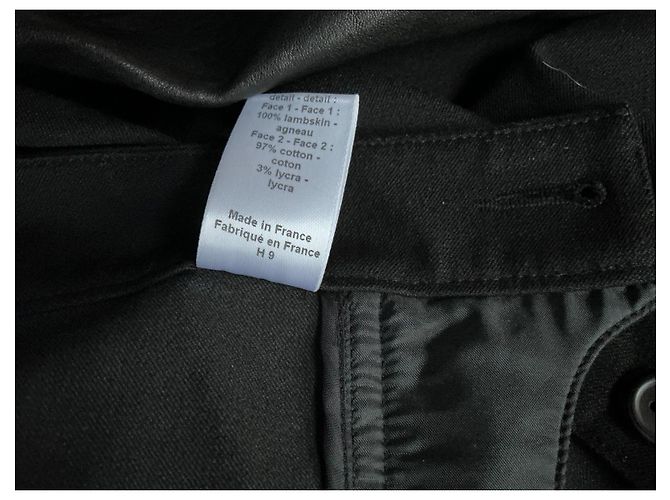 Calças Joseph Pretas de Algodão Stretch e Couro Preto - vista 7