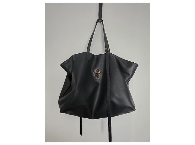 Borsa shopping Roberto Cavalli Monogramma Mirror Snake in pelle nera Nero - vista 2