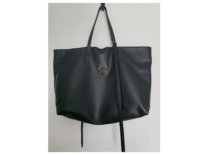 Borsa shopping Roberto Cavalli Monogramma Mirror Snake in pelle nera Nero - vista 6