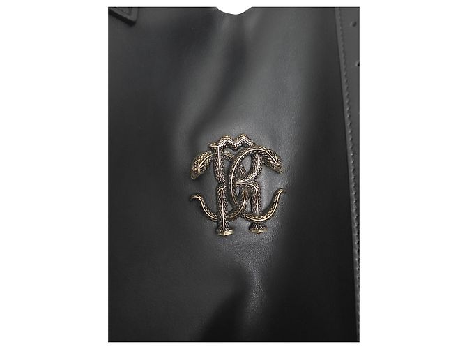 Borsa shopping Roberto Cavalli Monogramma Mirror Snake in pelle nera Nero - vista 7