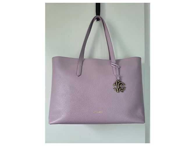 Bolso tote Roberto Cavalli de cuero texturizado lavanda Rosa Púrpura - vista 4