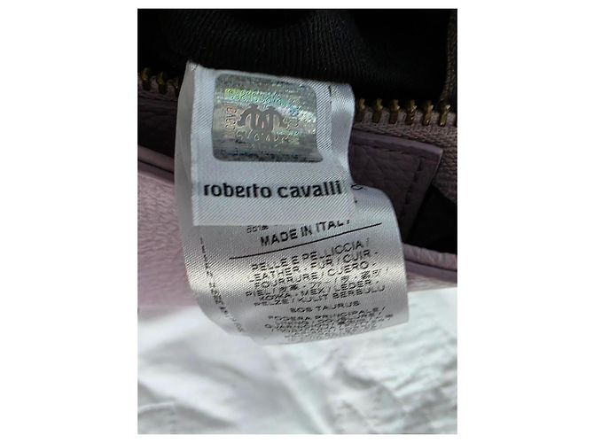 Bolso tote Roberto Cavalli de cuero texturizado lavanda Rosa Púrpura - vista 8