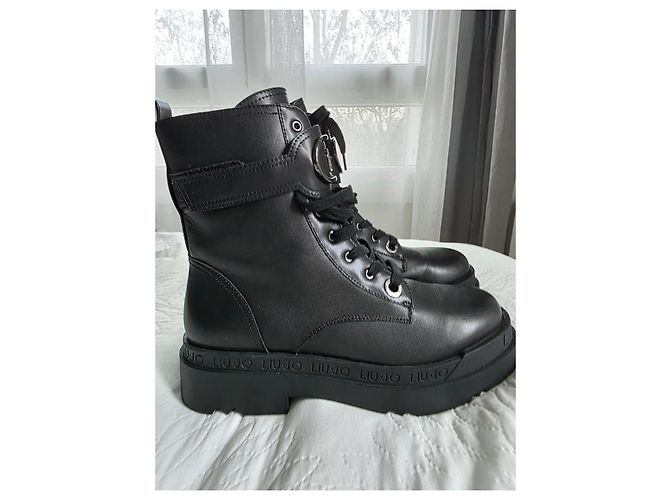 Stivali Ranger con piattaforma in pelle nera Liu.Jo Nero - vista 12