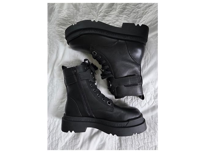 Stivali Ranger con piattaforma in pelle nera Liu.Jo Nero - vista 16