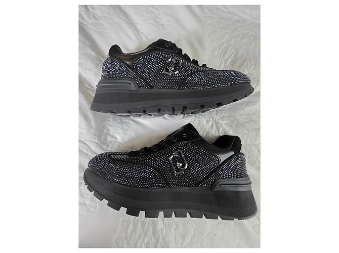 Sneakers Liu.Jo Nere in Pelle e Strass Nero - vista 11