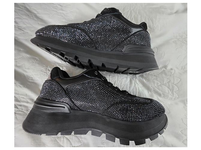 Sneakers Liu.Jo Nere in Pelle e Strass Nero - vista 2