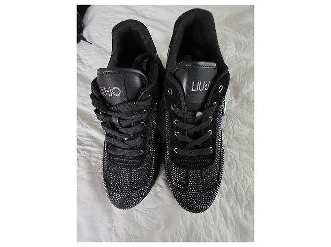 Sneakers Liu.Jo Nere in Pelle e Strass Nero - vista 3