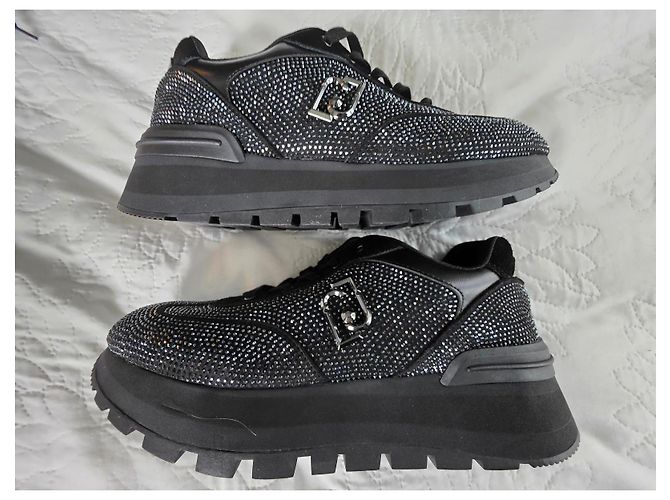 Sneakers Liu.Jo Nere in Pelle e Strass Nero - vista 5